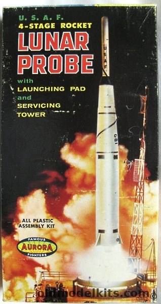 Aurora 1/72 USAF 4 Stage Lunar Probe SM-75 Thor - with Launch Pad and Service Tower, 385-249 plastic model kit